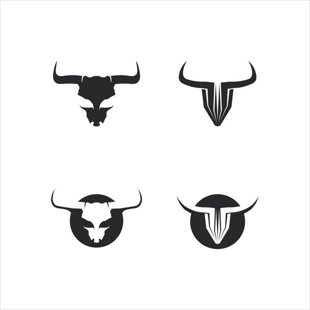 牛の角と水牛のロゴやシンボルテンプレートアイコンアプリ - ベクター画像
