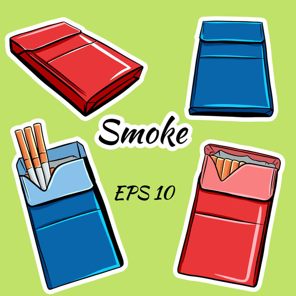 Packs of cigarettes in cartoon style - Vetor, Imagem