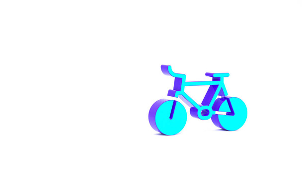Türkiz Kerékpár ikon elszigetelt fehér alapon. Motorverseny. Extrém sport. Sportfelszerelés. Minimalizmus koncepció. 3d illusztráció 3D render. - Fotó, kép