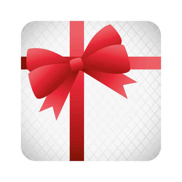 white gift box present with red ribbon - ベクター画像