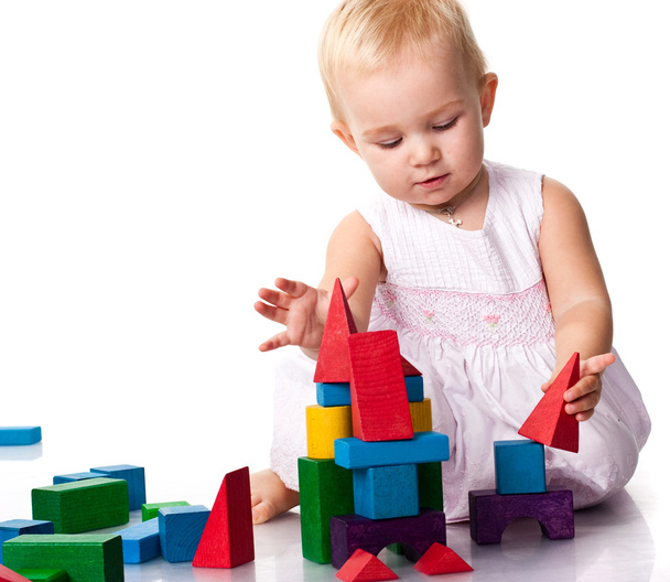 Beautiful baby building a castle - Photo, Image