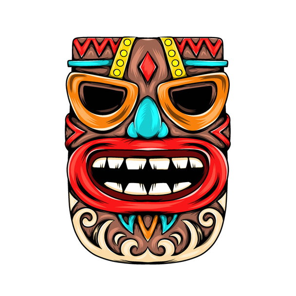 The illustration of the mask inspiration with blue nose for the party in the tiki island - Vector, Image