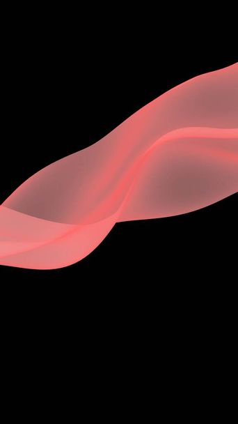 Abstract wave. Scarf. Bright ribbon on black background. Abstract smoke. Raster air background. Vertical image orientation. 3D illustration - Fotoğraf, Görsel