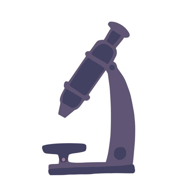 Микроскоп на белом фоне. Абстрактное медицинское оборудование фиолетового цвета в стиле каракулей векторная иллюстрация. - Вектор,изображение