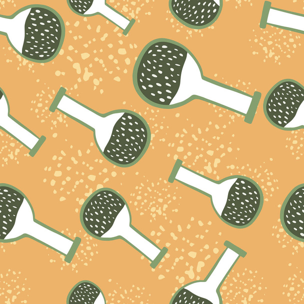 Random seamless doodle pattern with flask simple ornament. Orange background with splashes. Great for fabric design, textile print, wrapping, cover. Vector illustration. - Vector, Image