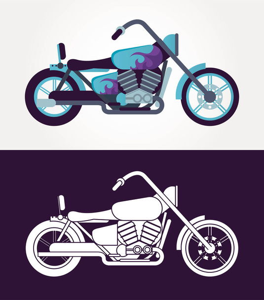 chopper motorkerékpár stílusú járművek ikonok - Vektor, kép