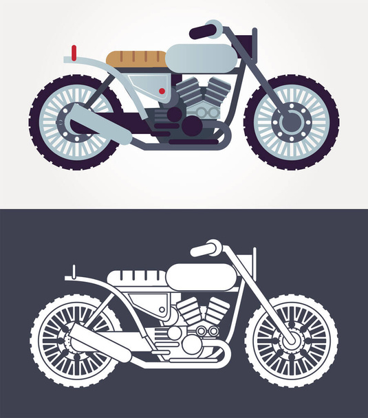 cafe racer motorfietsen stijl voertuigen pictogrammen - Vector, afbeelding