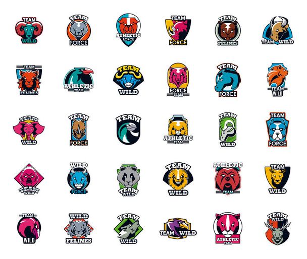 kötegben harminc állat emblémák ikonok - Vektor, kép