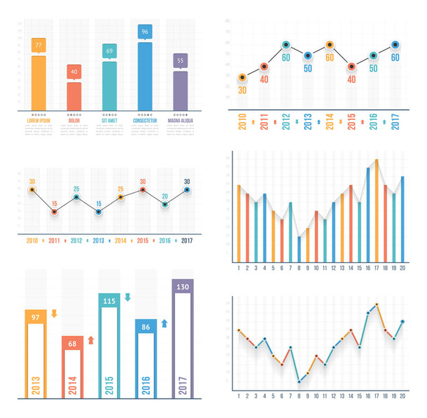 Bar graph and line graph templates, business infographics, vector eps10 illustration - Vektor, kép