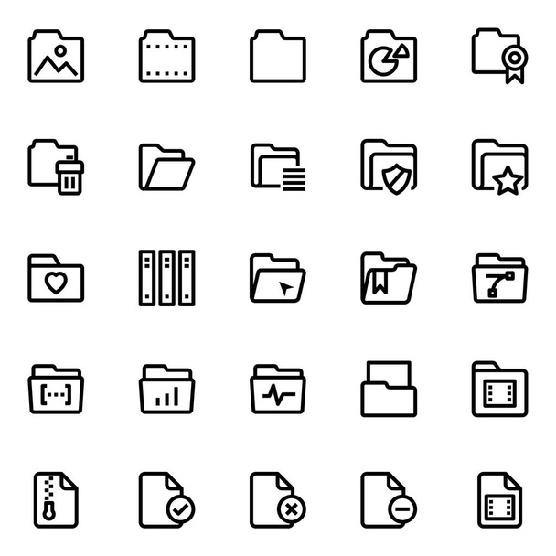 Outline icons for file and folder. - Vector, Image