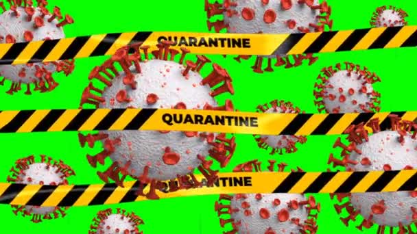 Coronavirus 2019-nCov novo conceito de coronavírus responsável pelo surto de gripe e coronavírus influenza como casos perigosos de gripe como uma pandemia. Tela verde de perto. Renderização 3d. - Filmagem, Vídeo