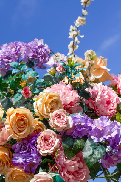 Art floral arrangement, colorful flowers for wedding - Photo, Image