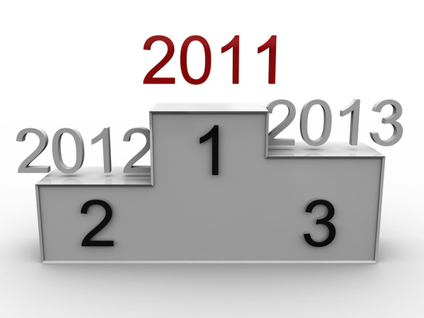Podium with the years 2011, 2012, 2013. 3D - Photo, Image