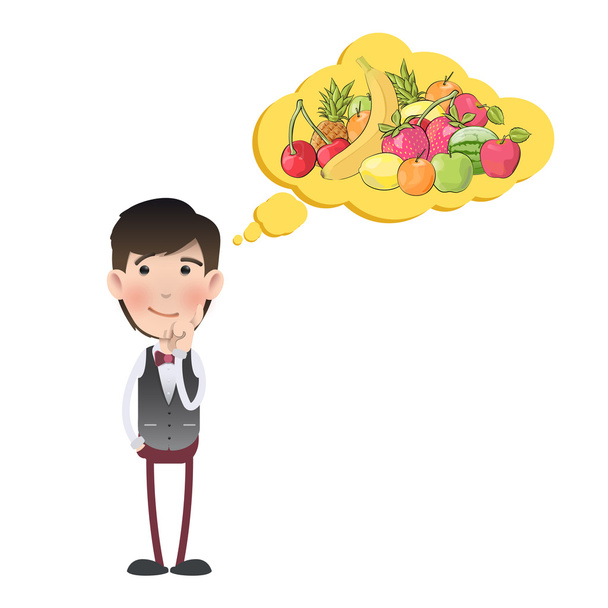 businessman thinking in fruits over white background, Vector design  - Vector, Image