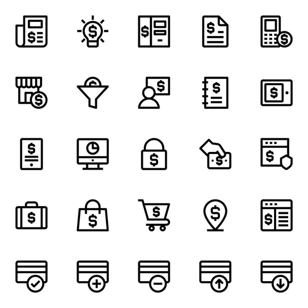 Outline icons for finance and payments. - Vector, Image