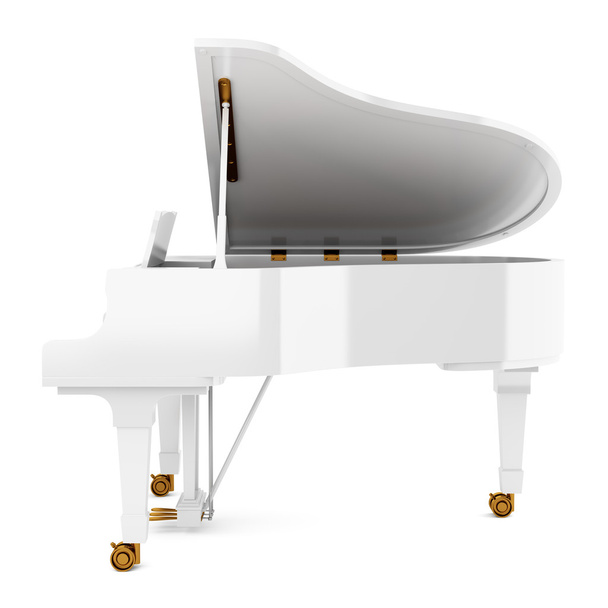 bílý klavír izolovaných na bílém pozadí - Fotografie, Obrázek