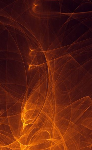 Abstraktes goldenes Licht und Laserstrahlen, Fraktale und leuchtende Formen mehrfarbige Kunst Hintergrundtextur für Fantasie, Kreativität und Design. - Foto, Bild