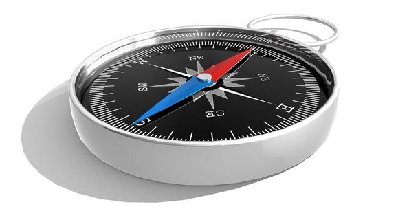 Detail of compass with blue and red needle, 3d rendering - Valokuva, kuva