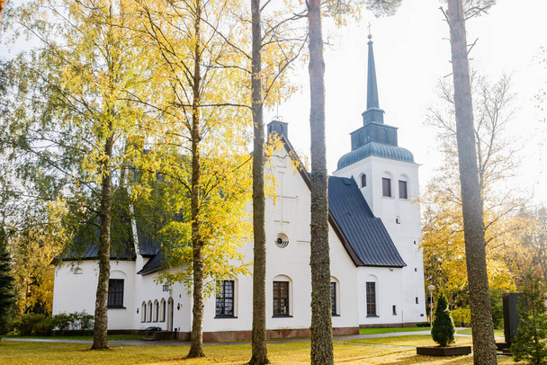 Beautiful white church of Valkeala in Kouvola, Finland - Photo, Image