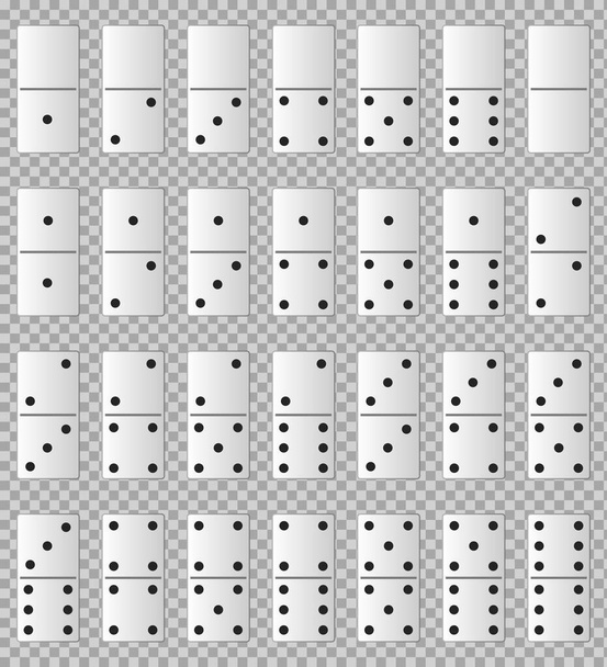 Realistic white domino full set isolated on transparent background. Dominoes bones art design. Vector illustration EPS10 - Vector, Image