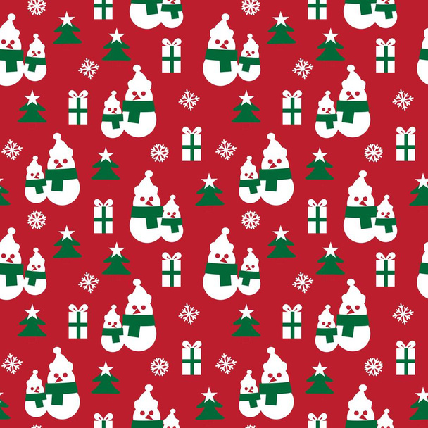 Red Christmas Snowman nahtlose Muster Hintergrund für Website-Grafiken, Mode-Textil - Vektor, Bild