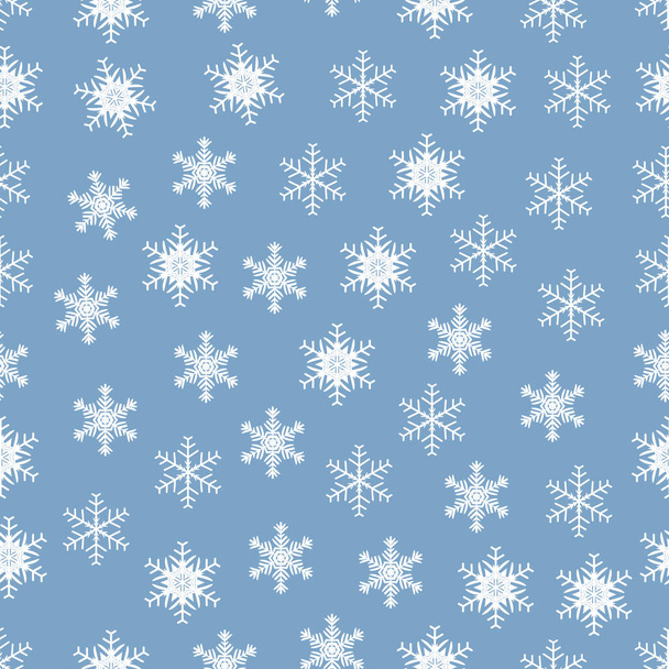 Modello senza soluzione di continuità con fiocchi di neve su sfondo colore blu per l'invito, cartolina di Natale o poster vacanza.. - Vettoriali, immagini