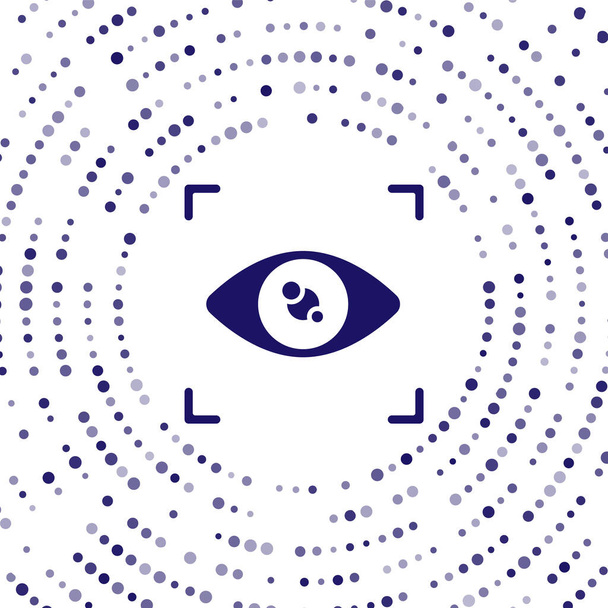 Icona di scansione Occhio Blu isolata su sfondo bianco. Occhio di scansione. Controllo di sicurezza. Segno oculare informatico. Cerchi astratti puntini casuali. Vettore. - Vettoriali, immagini