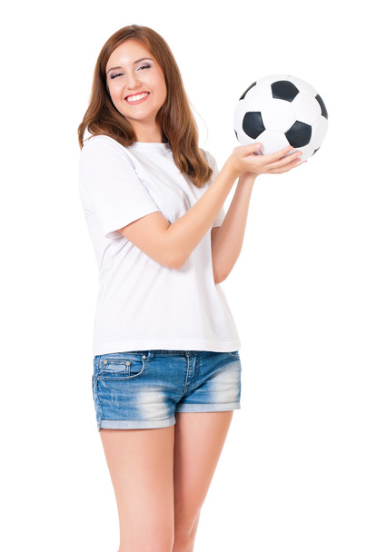 Girl with a soccer ball - Фото, зображення