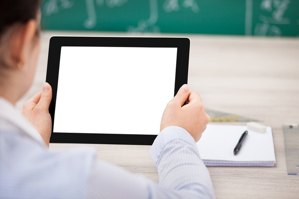 Person With Digital Tablet And Student Accessories - Photo, Image