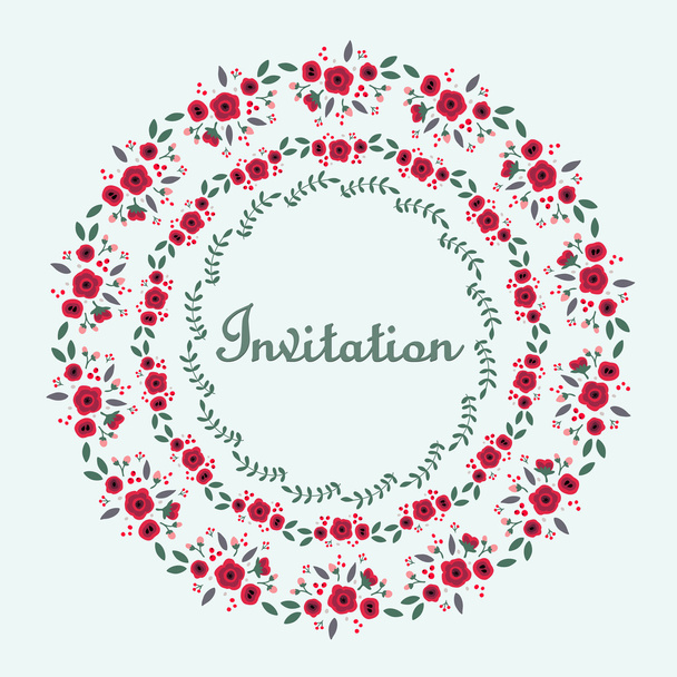 Invitation with a circular floral ornament. - Вектор, зображення