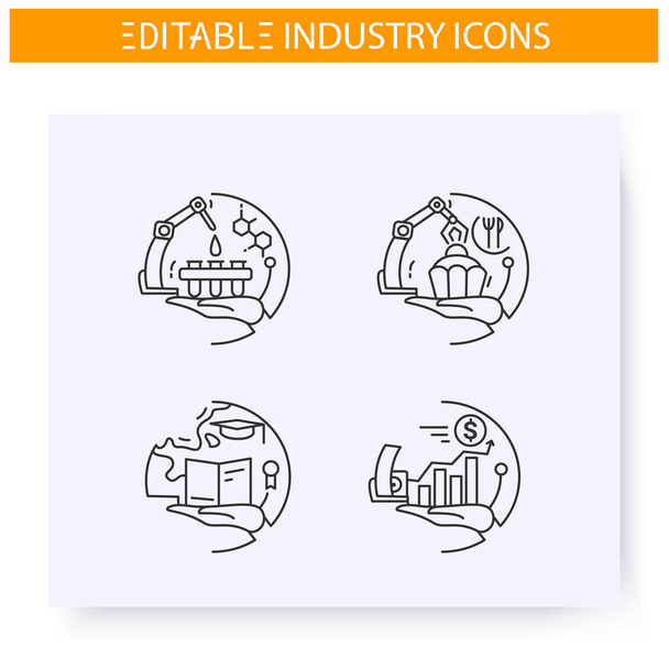 Production industries line icons set. Editable - Vector, Image