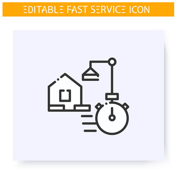 Fast house building line icon. Editable - Vector, Image