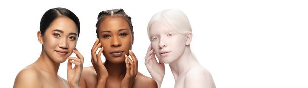 Multi-ethnic beauty. Different ethnicity and beautiful women isolated on white background - Foto, Imagem