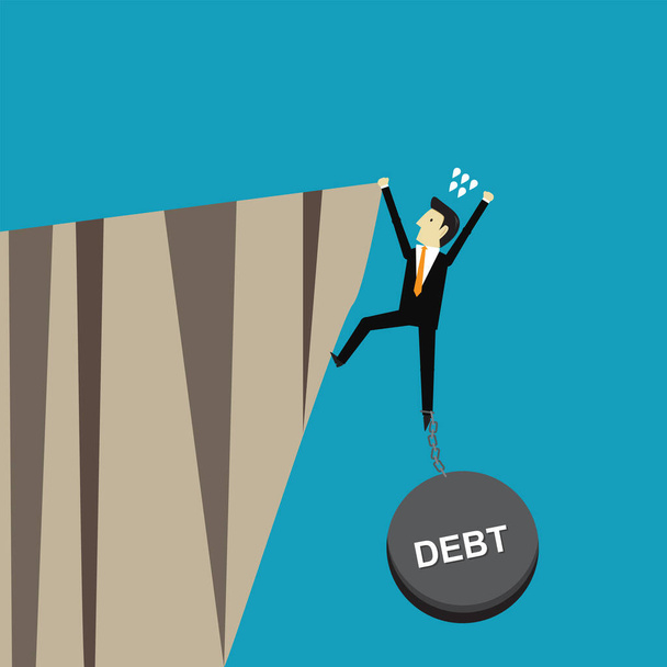 Podnikatelé jsou vtaženi do propasti dluhu - Vektor, obrázek