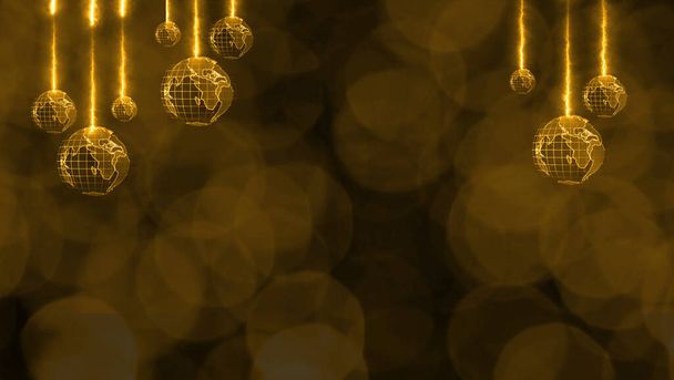 Christmas theme has digital world rotate blur luxury gold tone blink light background - Photo, Image