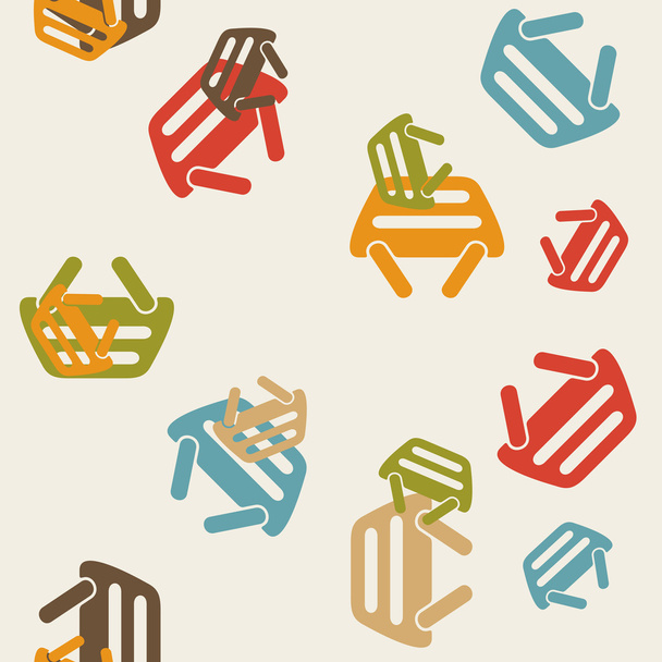 seamless background: shopping, basket - Vector, afbeelding