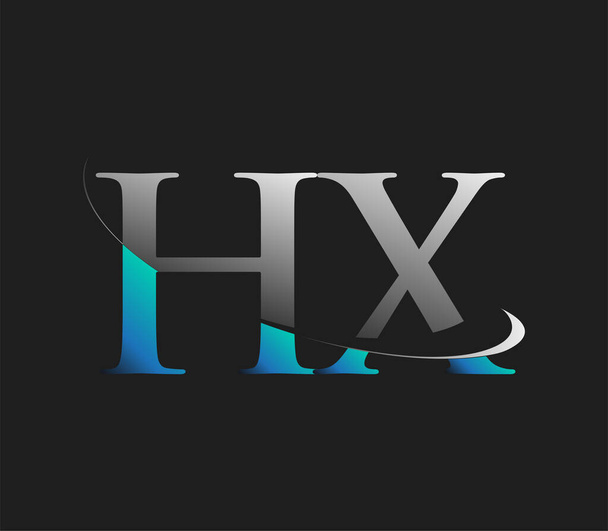HX initial logo company name colored blue and white swoosh design, isolated on dark background. vector logo for business and company identity. - Vettoriali, immagini