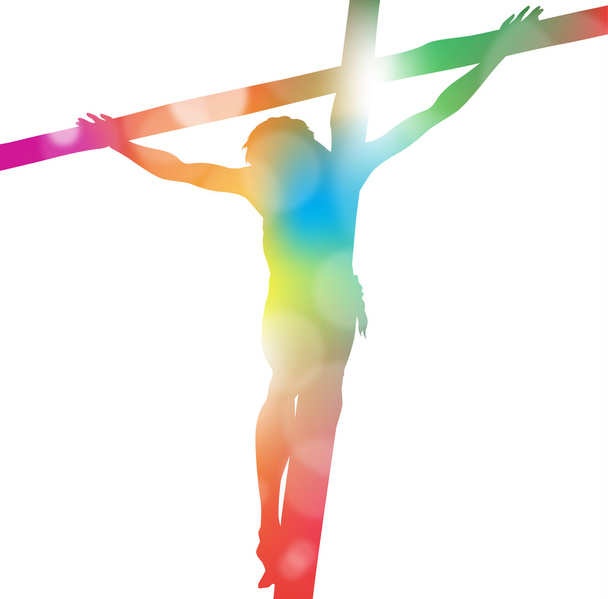 Jesus Cristo na cruz em colorido
 - Vetor, Imagem