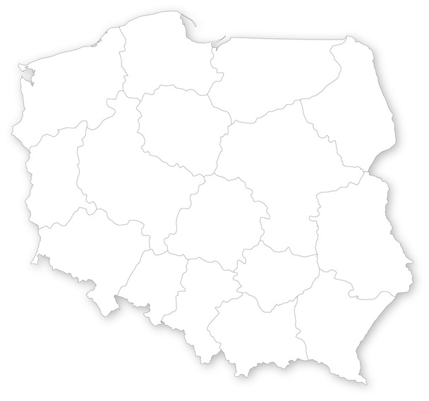 Einfache Karte von Polen mit Woiwodschaften - Vektor, Bild