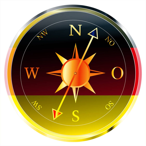Deutschland Kompass schwarz oro podredumbre isoliert auf weiss - Foto, Imagen