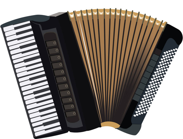 аккордеон с музыкальными нотами - Вектор,изображение