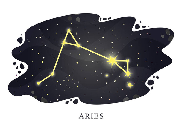 Zodiac constellation Aries on the background of the night sky. Astrological horoscope sign. Vector illustration - Vektor, Bild