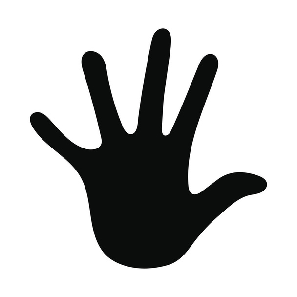 silhueta preta com uma mão e cinco dedos - Vetor, Imagem