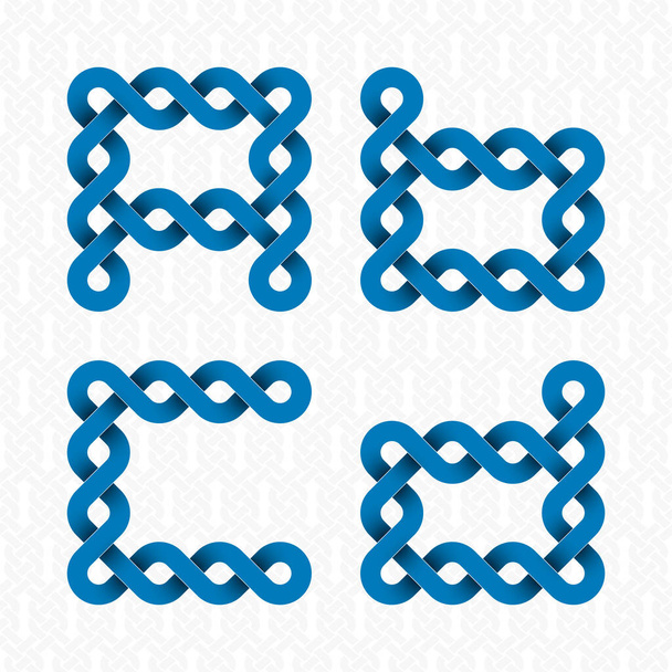 Шрифт зі скручених смуг. A, B, C, D сині літери рельєфу на білому тлі
. - Вектор, зображення