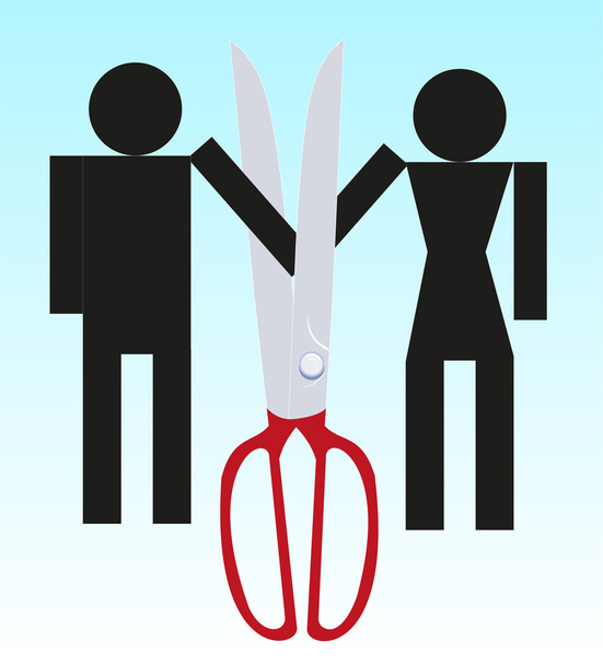 Ilustração simbólica de divisões de casal
 - Vetor, Imagem