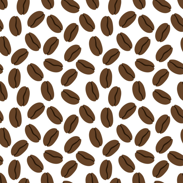 Brown coffee beans. Coffe seamless vector pattern. Suitable for wrapping paper, fabric printing, coffee shop, restaurant, cafe - Vector, Image