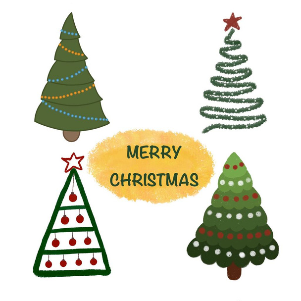 4 árvores de Natal alegres - Foto, Imagem