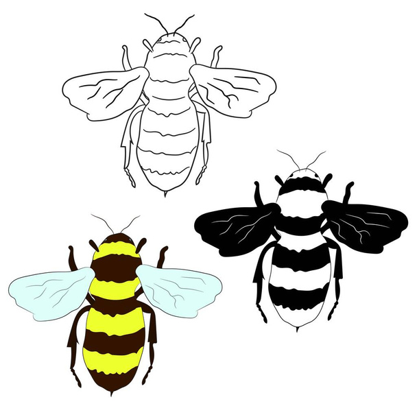 Illustration vectorielle d'abeilles isolées sur fond blanc. Style plat simple. - Vecteur, image