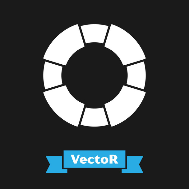 White Lifebuoy icon isolated on black background. Lifebelt symbol.  Vector. - Vector, Image