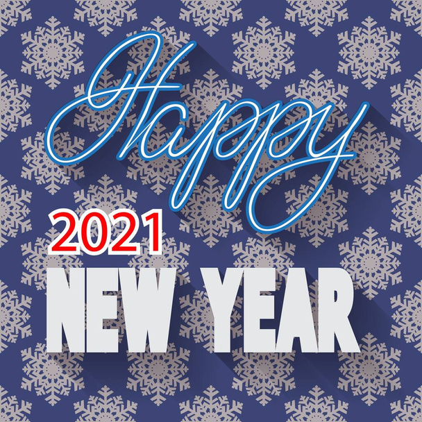 Tarjeta de felicitación festiva con un Feliz Año Nuevo. Año Nuevo 2021. Les deseo felicidad y éxito en 2021. Ilustración vectorial - Vector, Imagen